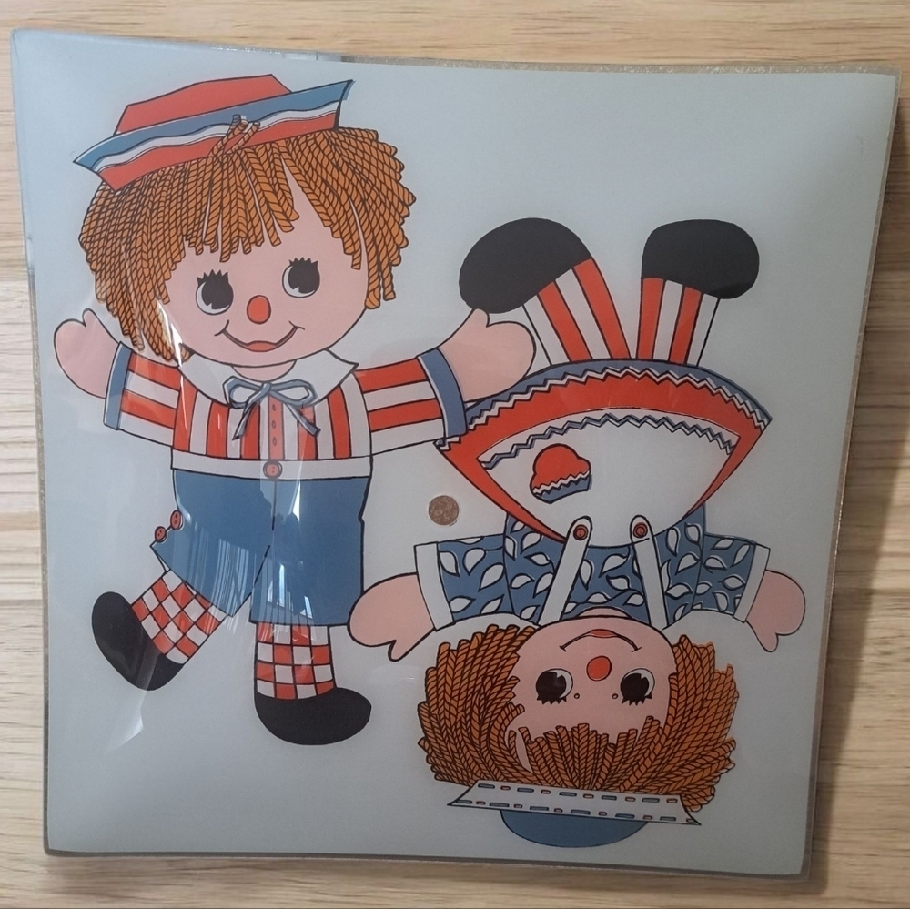 Vintage Raggedy Ann and Andy ceiling lampshade Light Shade Froted Glass